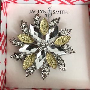 Jacklyn Smith silver and gold rhinestone brooch